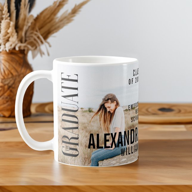 Trendig Magazine Cover Inspired Studenten Kaffemugg (Trendy Magazine Cover Inspired Graduation Coffee Mug)