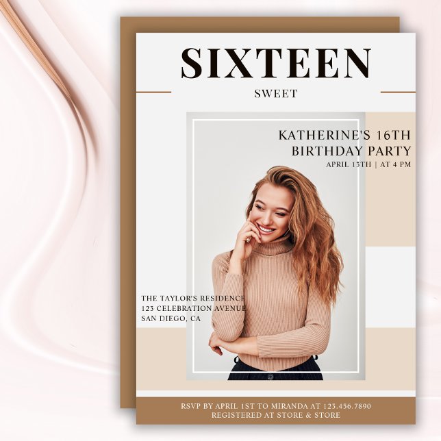 Trendig Magazine Cover Photo Sweet 16 Birthday Inbjudningar (Skapare uppladdad)