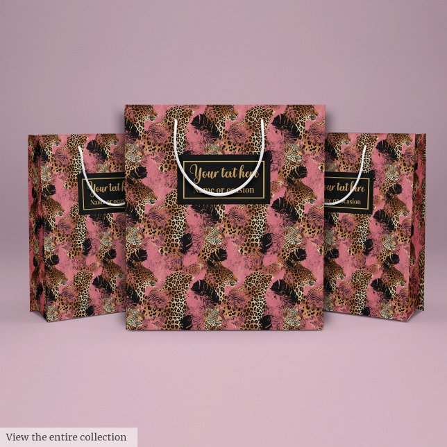 Trendig magenta leoparddjursskinn presentförpackni (Trendy magenta leopard animal skin gift pack Medium Gift Bag)