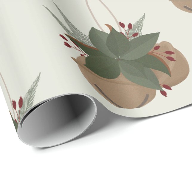 Trendig Magnolia-sprejning och juldesign i klockor Presentpapper (Rullad Hörn)
