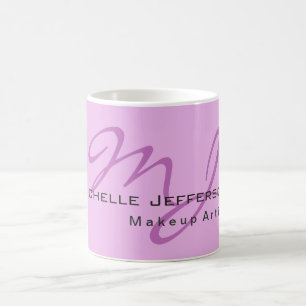 Trendig Makeup Artist Lilac & Orchid Färg Monogram Kaffemugg