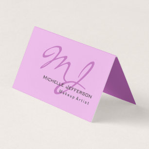 Trendig Makeup Artist Lilac & Orchid Färg Monogram Visitkort