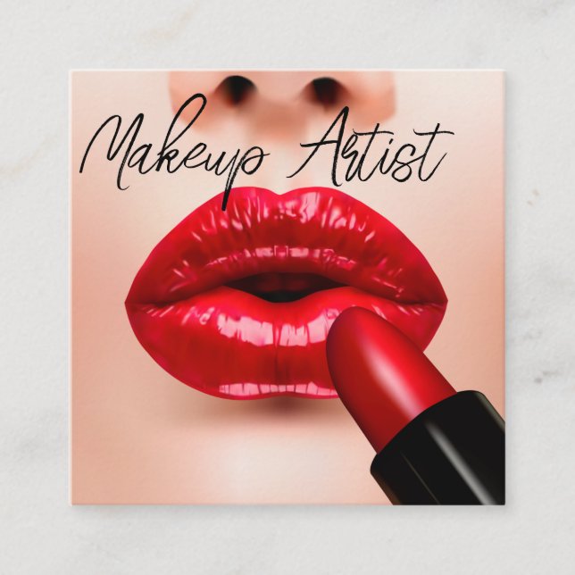Trendig Makeup Artist Mode Affärskort Fyrkantigt Visitkort (Framsida)