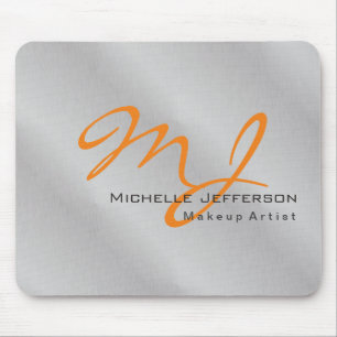Trendig Makeup Artist Silver Grått Orange Monogram Musmatta