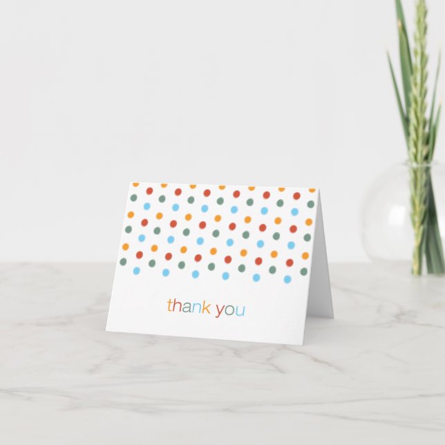 Trendig målat polka dotstackkortkort tack kort (Framsida)