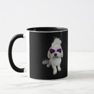Trendig malteserhund med rosa glasögon - sött husd mugg