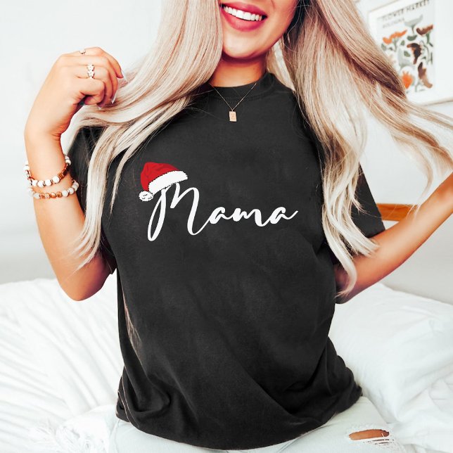 Trendig Mamma jultomten Hat Black T Shirt (Trendy Mama Christmas Santa Hat Black T-Shirt)