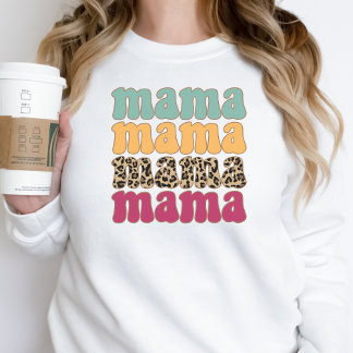 Trendig Mamma Sweatshirt Mamma Shirt Leopard Skriv T