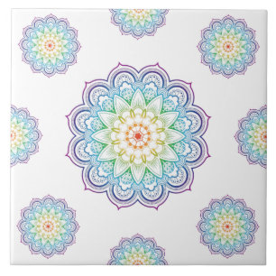 Trendig Mandala Datura Flowers Mosaic Ceramic Tile Kakelplatta