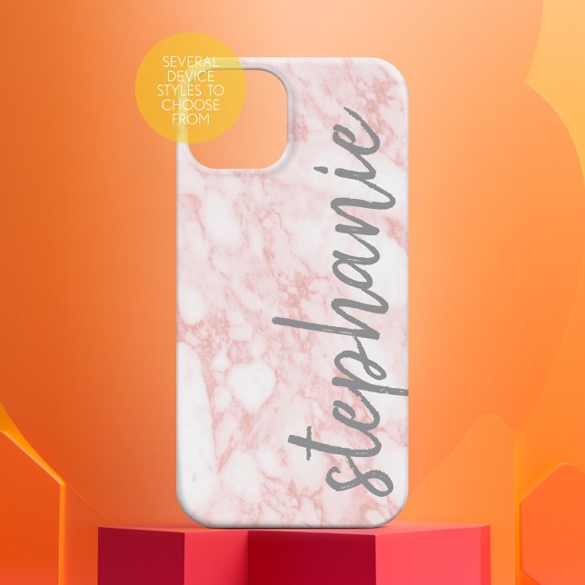 Trendig Marble Mönster med namn ro guld grått (Personalized Phone Case - Many Device Styles to Choose From)