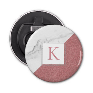 Trendig Marble  Rosa Glitter Girly Monogram Flasköppnare
