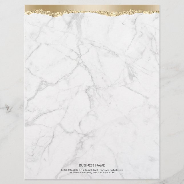 Trendig Marble Snyggt Guld Kant Letterhead Brevhuvud (Framsida)