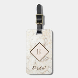 Trendig marmorerad textur, monogram-personlig bagagebricka