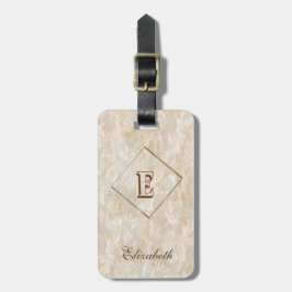 Trendig marmorerad textur, monogram-personlig bagagebricka