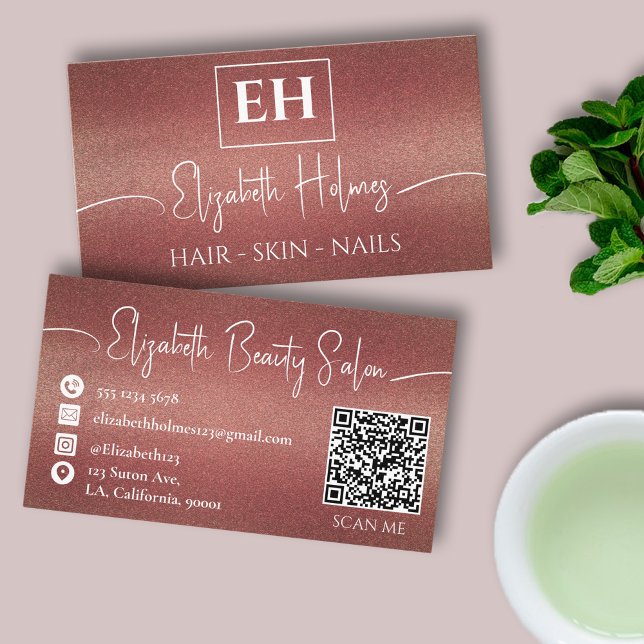 Trendig Maroon Red Glitter Makeup Artist QR Visitkort (Skapare uppladdad)