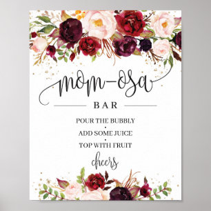 Trendig marsala burgundy boho mamma-osa pub-tecken poster