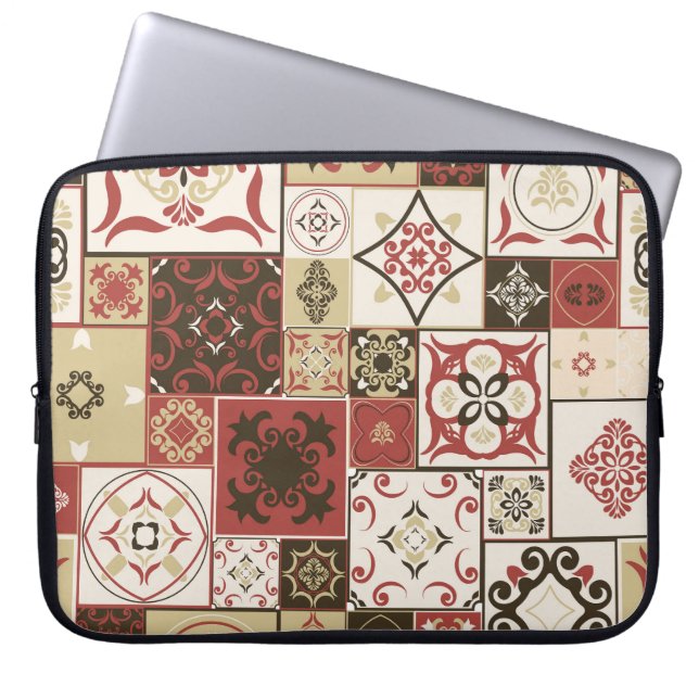 Trendig Marsala Moroccan Tile Mönster Laptop Fodral (Framsidan)