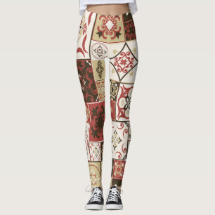 Trendig Marsala Moroccan Tile Mönster Leggings
