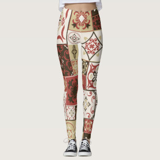 Trendig Marsala Moroccan Tile Mönster Leggings