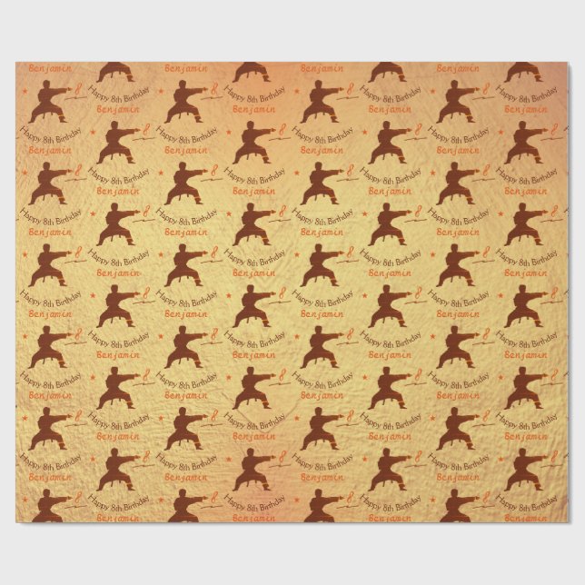 Trendig Martialkonst Karate Kids Lycklig 8:e födel Presentpapper (Platt)