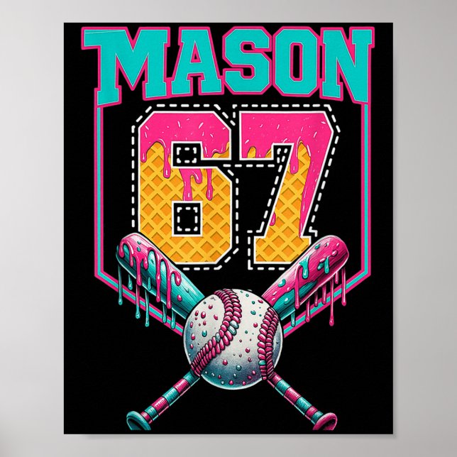 Trendig Mason 67 Minnes Glass Drip Baseboll Födels Poster (Framsidan)