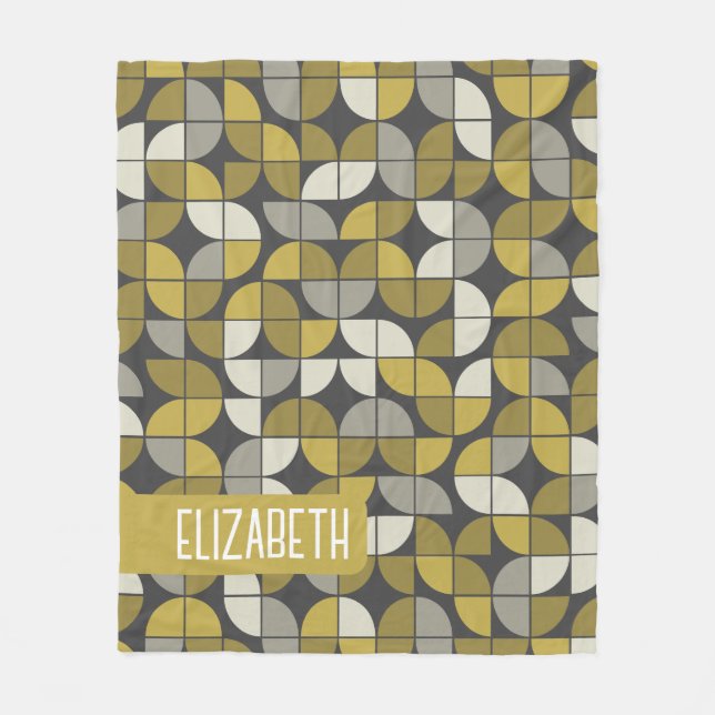 Trendig MCM Halva Måne Mönster med guld namn block Fleecefilt (Framsidan)