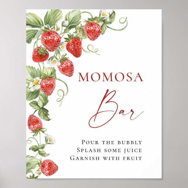 Trendig Meadow Strawberry Baby Shower MOMOSA Pub Poster (Framsidan)