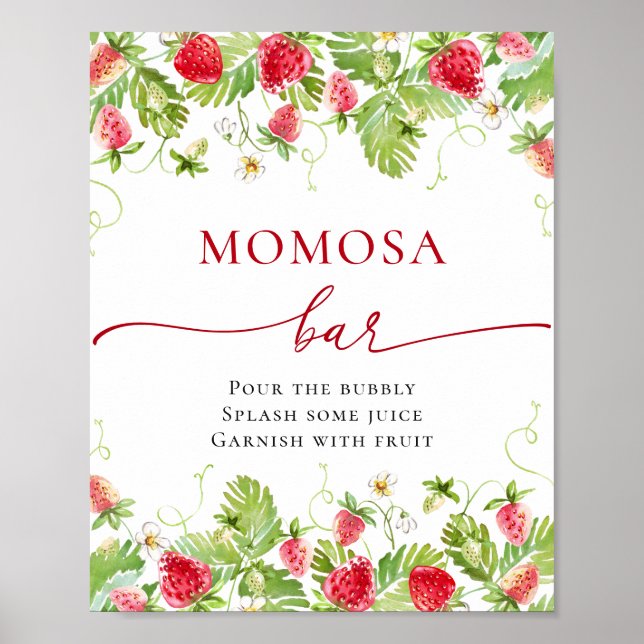 Trendig Meadow Strawberry Baby Shower MOMOSA Pub Poster (Framsidan)