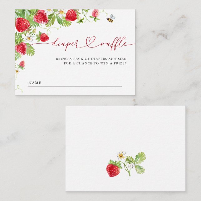 Trendig Meadow Strawberry Baby Shower Raffle Tilläggskort (Fram/baksida)