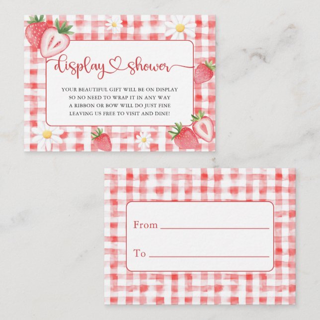Trendig Meadow Strawberry Bokar for Baby Shower Tilläggskort (Fram/baksida)