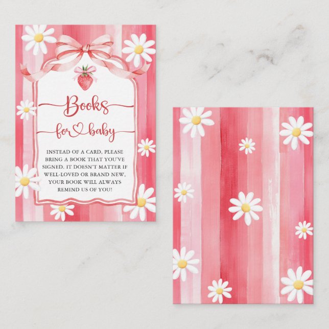 Trendig Meadow Strawberry Bokar for Baby Shower Tilläggskort (Fram/baksida)