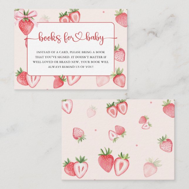 Trendig Meadow Strawberry Bokar for Baby Shower Tilläggskort (Fram/baksida)