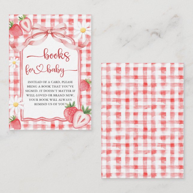 Trendig Meadow Strawberry Bokar for Baby Shower Tilläggskort (Fram/baksida)