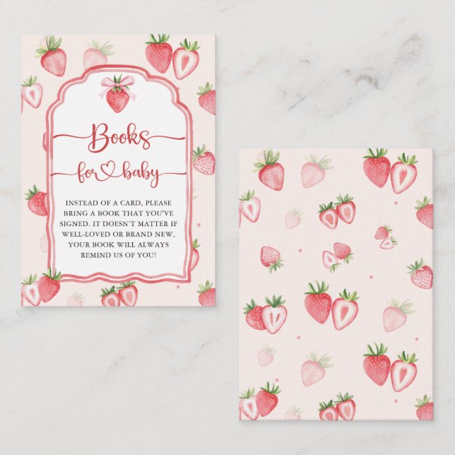 Trendig Meadow Strawberry Bokar for Baby Shower Tilläggskort (Fram/baksida)