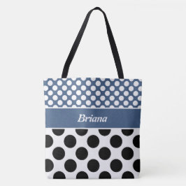 Trendig med namnet Blue & White Polka Dot Tote Bag Tygkasse
