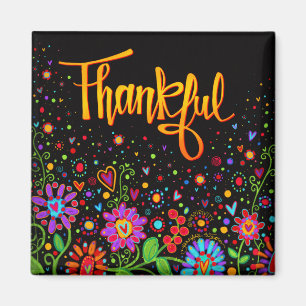 Trendig med tacksamma färgblommor - inspirerande magnet