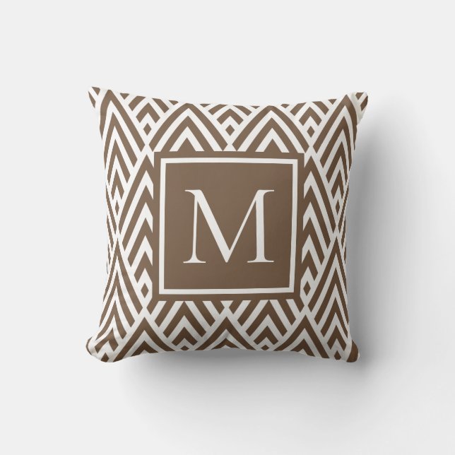 Trendig Medium Brown Monogram Pil Diamond Mönster Kudde (Framsida)