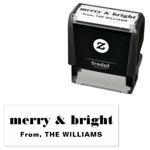 Trendig Merry and Bright Fet Bold Jul Namn Självfärgande Stämpel