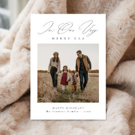 Trendig Merry Era Modern Family Rustic Photo Julkort