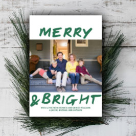 Trendig Merry och Bright Photo Card | GRÖNT Julkort