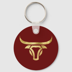 Trendig Metallic Guld Longhorn Bull Nyckelring