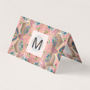 Trendig Metallic Guld och Rosa Mandala Design Visitkort