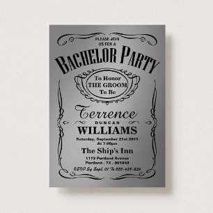 Trendig Metallic Silver Typography Bachelor Party Inbjudningar