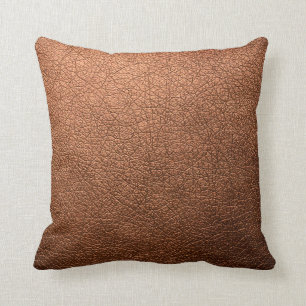 Trendig Metallisk koppar Patina Leather Struktur Kudde