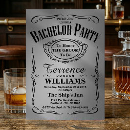 Trendig Metallisk Silver Typografi Sällskapsfest f Inbjudningar