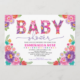Trendig Mexikansk Blommigt Fiesta Girl Baby Shower Inbjudningar