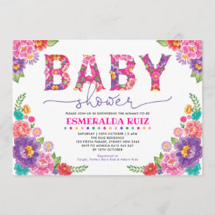 Trendig Mexikansk Blommigt Fiesta Girl Baby Shower Inbjudningar