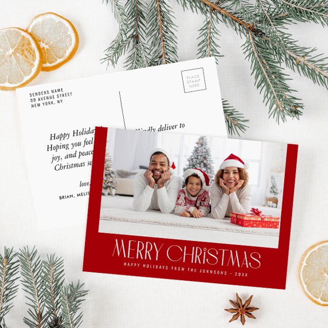 Trendig minimal festlig foto julkort vykort (Skapare uppladdad)