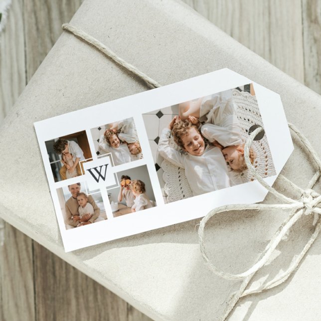 Trendig Minimalist Collage Far Photo Pappa Gift Presentetikett (Skapare uppladdad)