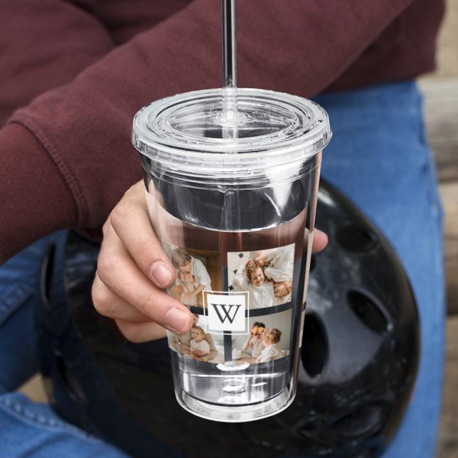 Trendig Minimalist Collage Far Photo Pappa Gift Take Away Mugg (Skapare uppladdad)